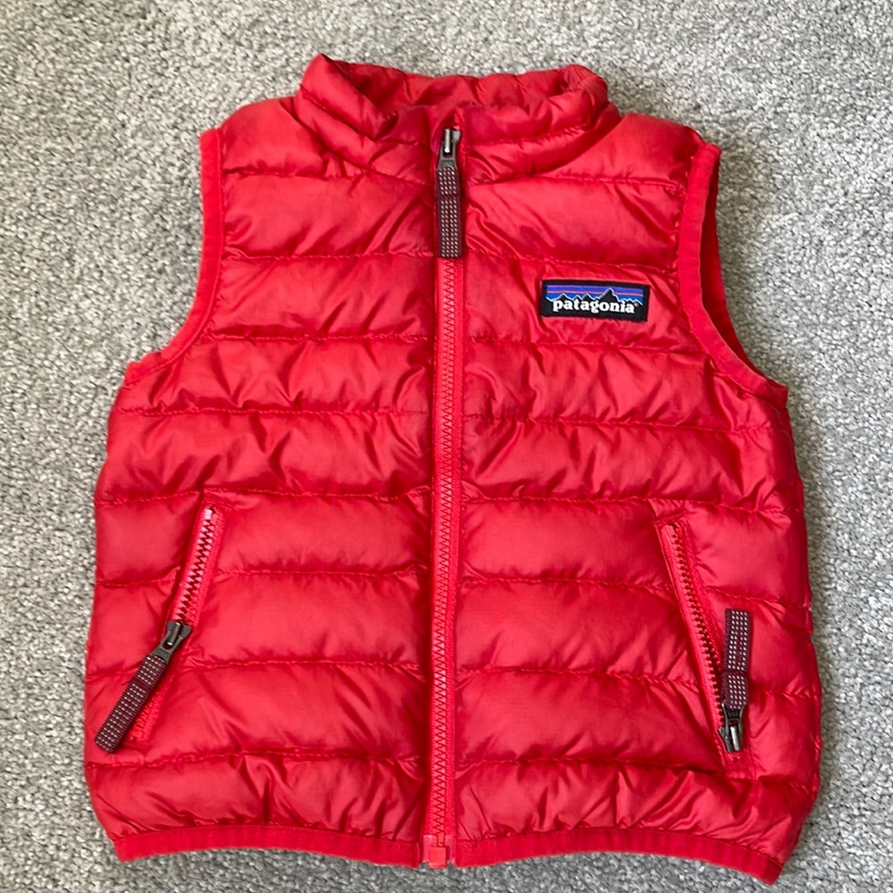 Patagonia red puffer vest 6 -12 month